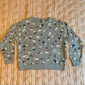 Sushi cat novelty print lightweight sweatshirt long sleeve size large